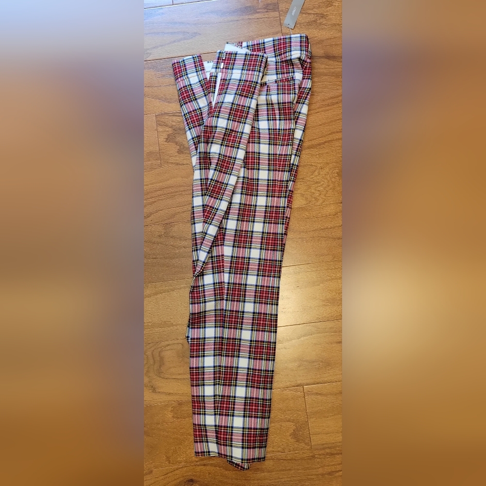J. Crew Red Plaid Cameron Ankle Pant 4 NWT!